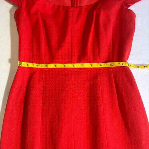 Banana Republic Red Cap Sleeve Fitted Sheath Dress - Size 4 - Picture 9 of 11
